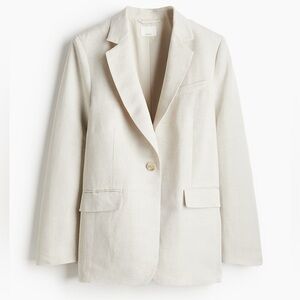 NWT. H&M L Linen Blend Light Beige Blazer.